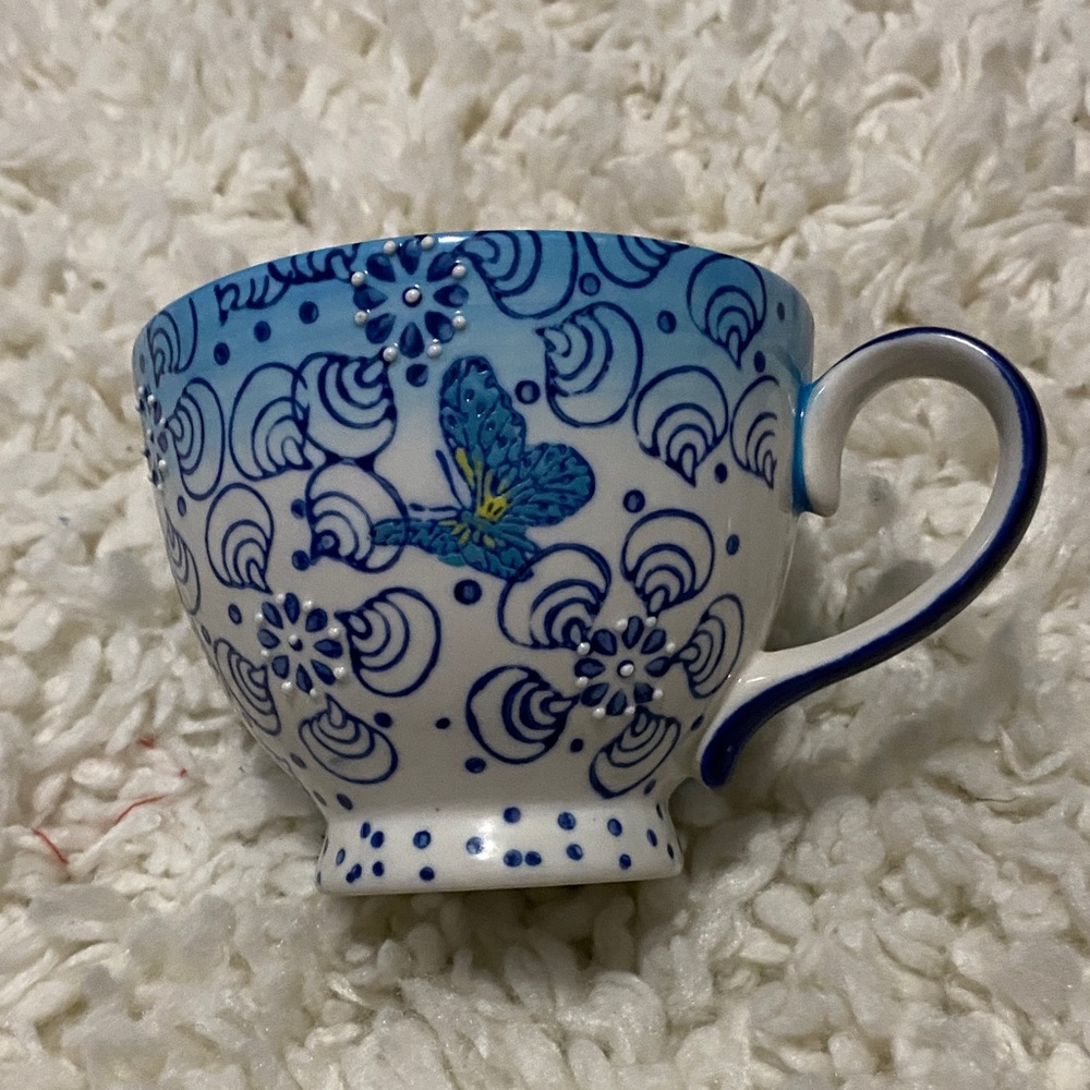 Dutch wax by coastline imports, elegant teacup style Blue Butterfly Ceramic Mug